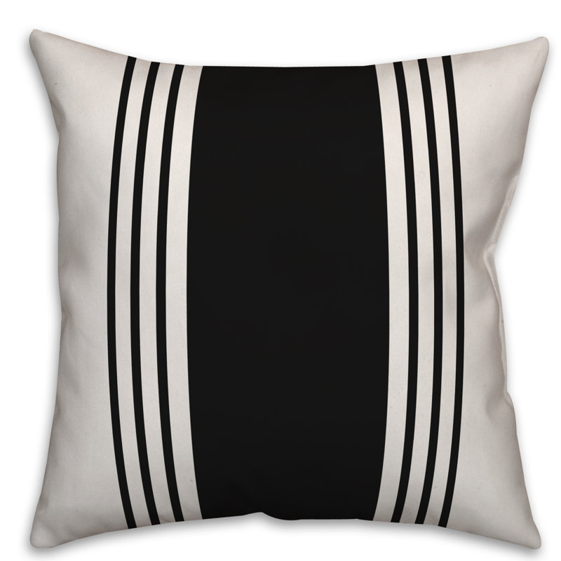 Coussin Farmhouse, Blanc / noir, 20 po x 20 po, Polyester/ Bourre en polyester