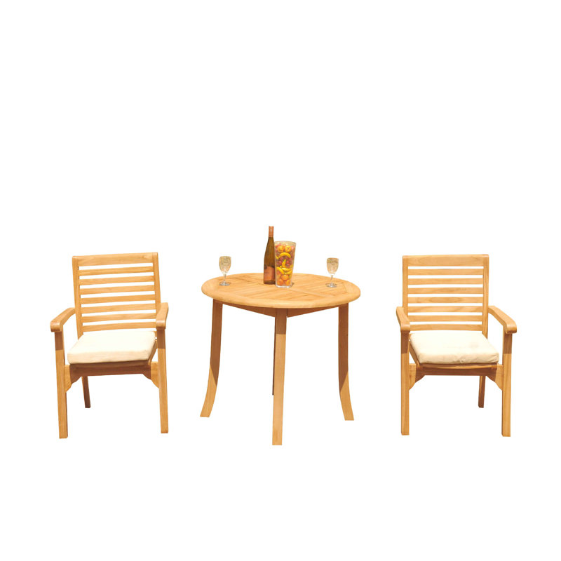 Hari Outdoor 6 - Piece Teak Dining Set, 75" x 36" x 31.5", 3