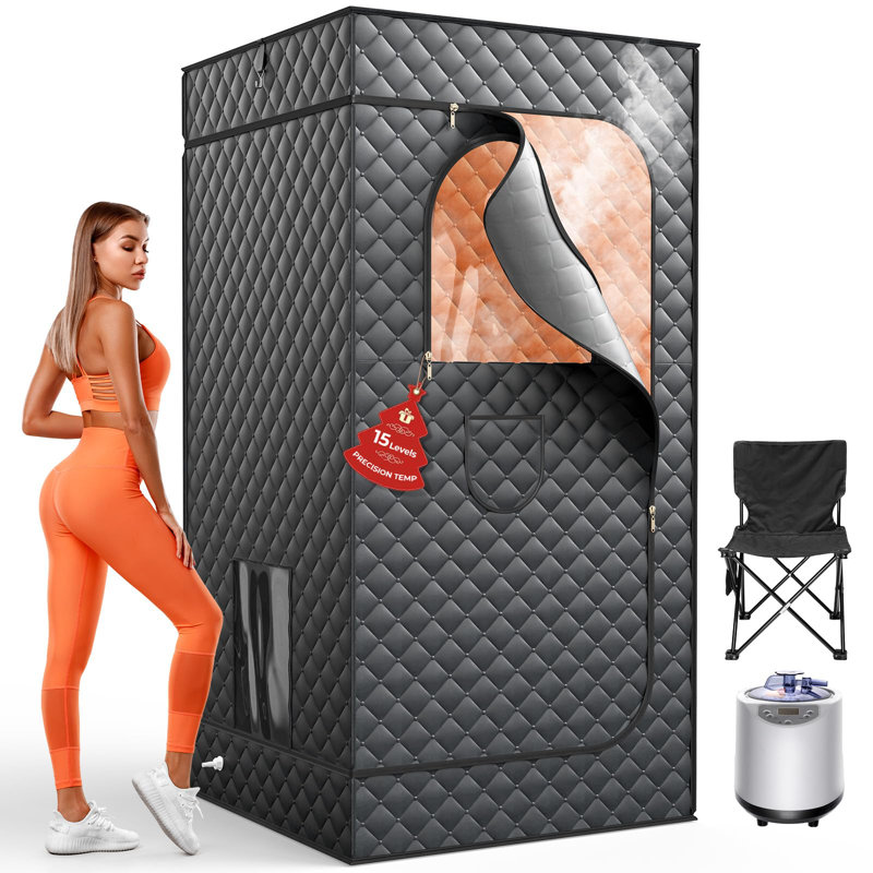 Portable Steam Sauna Box For Home   15 Temperature Levels, 1200W 3L Tank With Folding Chair, Compact Indoor Sauna For Muscle Relief & Relaxation