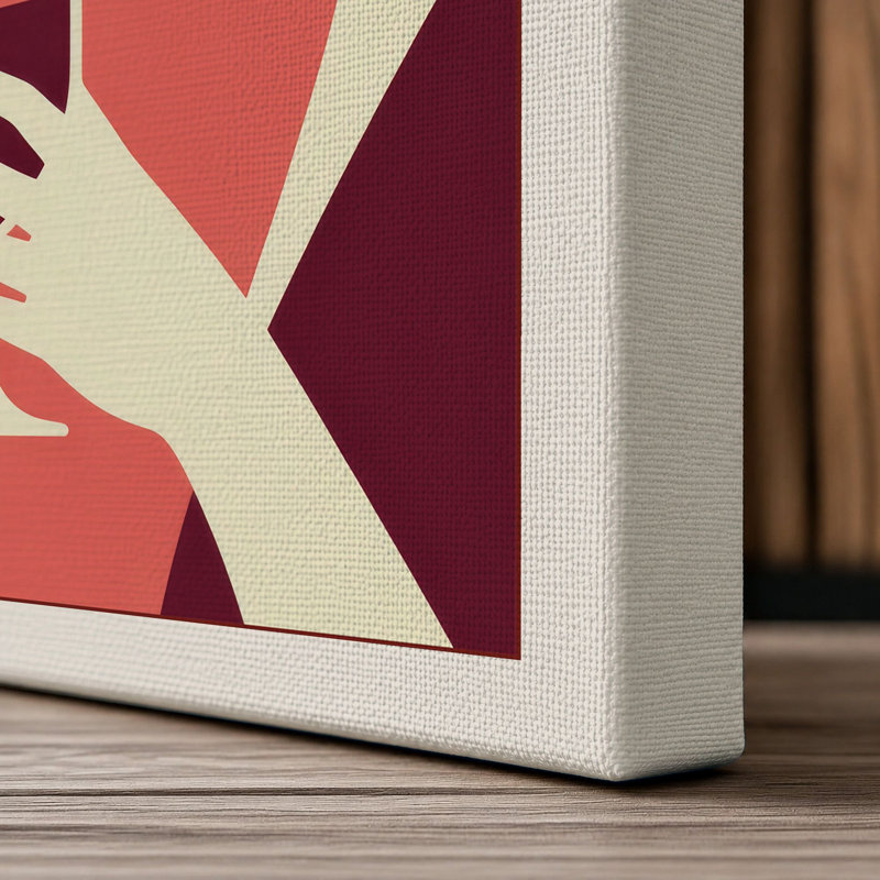 Hands Meet in Red Modern 1 Piece Wrapped Canvas Wall Art, 30x20 - 76.2 x 50.8 cm, Cream Border