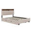 Lit plateforme tapissier double avec tête de lit, gigogne simple et 2 tiroirs-1081294781