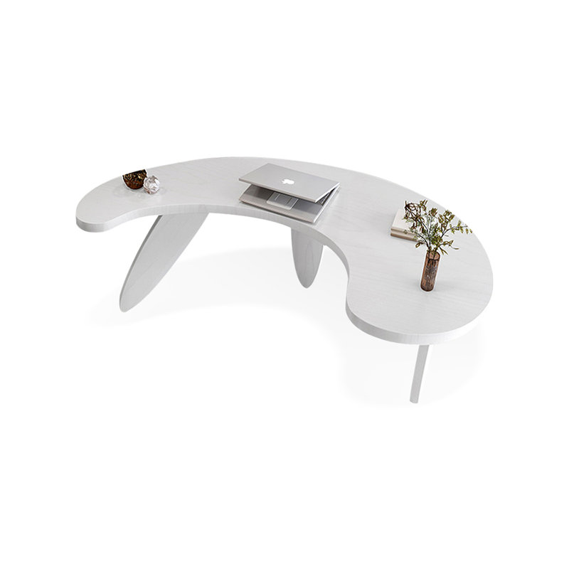 White Free Form Solid Wood desk, White, 29.53" H x 59.06" W x 29.53" D