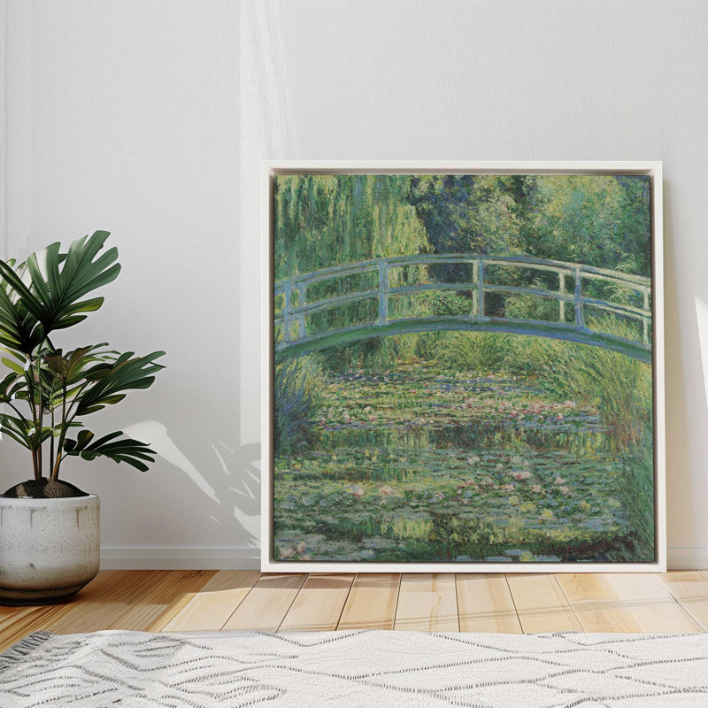 Garden Bridge Reflections, Opaque White, H 12,75 po x l 12,75 po, Floater Frame
