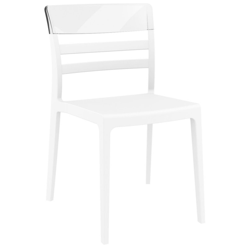 Milliman Stacking Patio Dining Side Chair, White/Transparent Clear