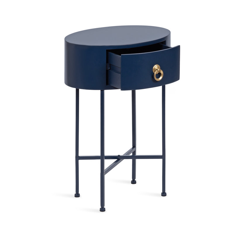 Leighty End Table with Storage, Navy, Navy, 24" H x 16" W x 11.50" D