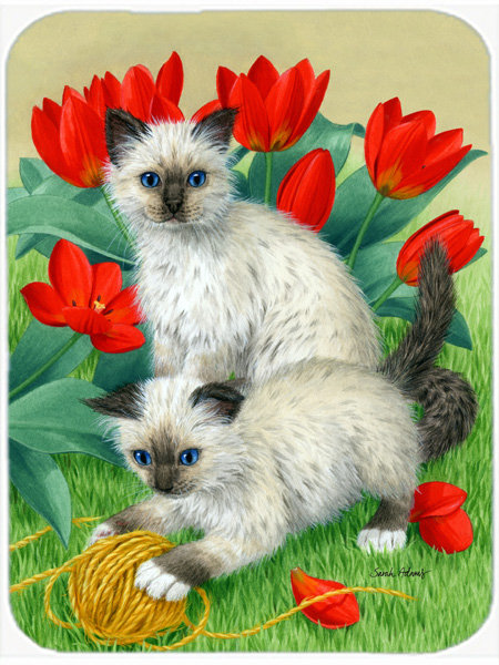 Caroline's Treasures Birman Kittens Glass Cutting Board