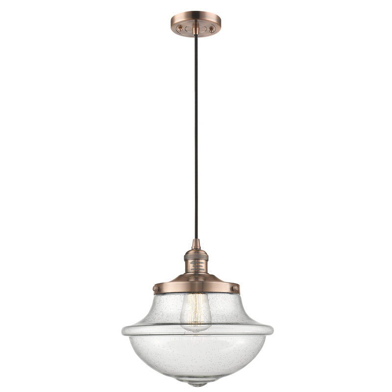 Luminaire suspendu simple à 1 lumière Baptiste, Cuivre antique, Grainé, Ampoule non incluse
