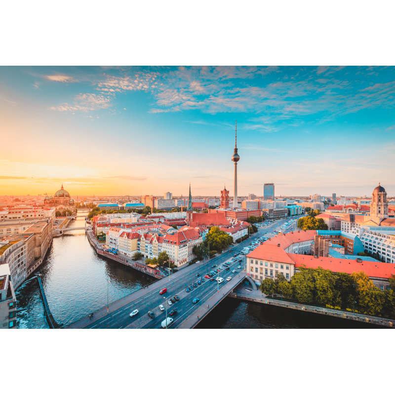 Berlin Skyline With Spree River - Wrapped Canvas Print, 81cm H x 122cm W x 3.8cm D