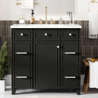 Armoire de meuble-lavabo 36 "avec lavabo avec porte à fermeture douce et tiroir