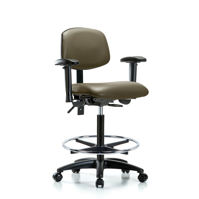 Chaise de travail en vinyle Lakel, Roulettes, Taupe, Oui