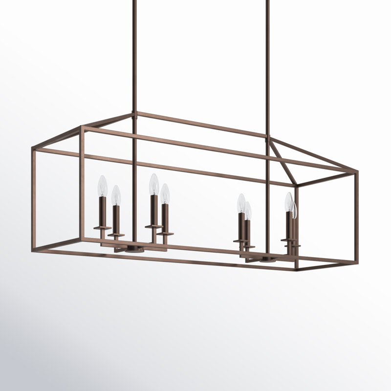 Ellis 8 - Light Dimmable Kitchen Island Square / Rectangle Chandelier, No, Bronze