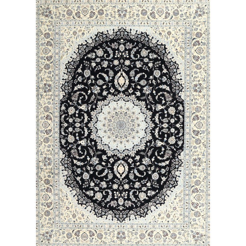 Tapis crème / noir en laine Brionna, Rectangle 8 pi x 10 pi