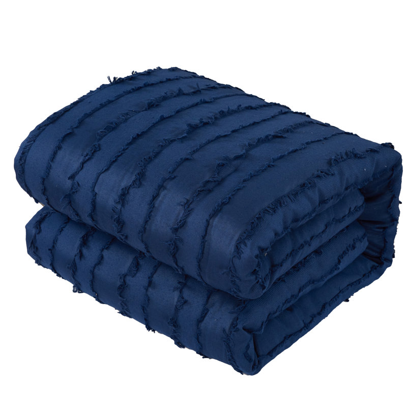 Merbabe 7 Piece Boho Chic Comforter Set, Navy, Queen Comforter + 6 Additional Pieces