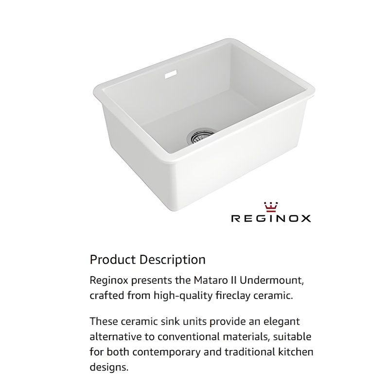Mataro II Undermount White Ceramic Single Bowl Kitchen Sink