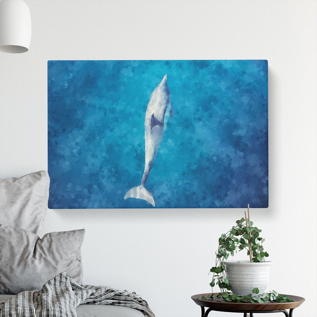 Dolphin Leading The Way Painting - Wrapped Canvas
