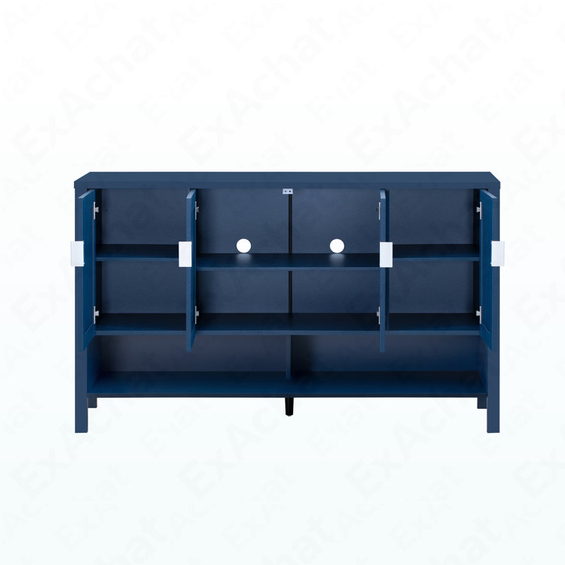 55.1'' 4-Door Storage Sideboard - Adjustable Shelves & Double Hooks For Multi-Scene, Navy Blue