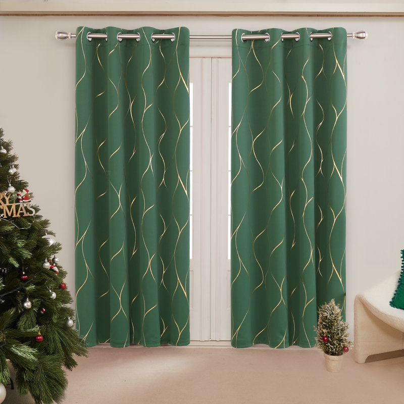 Valmar Blackout Curtain Pair, Width 117 x Drop 138cm, Dark Forest