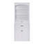 Armoire de rangement pour salle de bain avec 2 portes, tiroirs, tablettes réglables et trois tablettes ouvertes - Fabrication en MDF durable