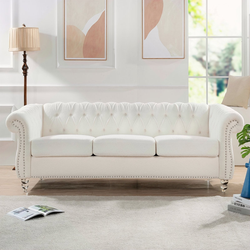 Canapé Chesterfield à accoudoirs roulés 3 places 84,65 po
