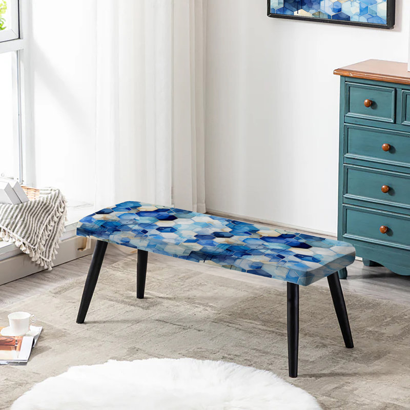 Blanc et bleu Hexagons Dreams - Banc rembourré géométrique noir