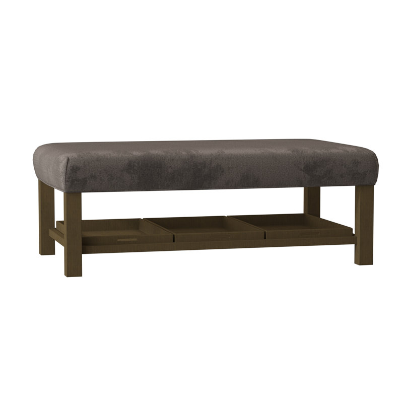 Paula Deen Home Upholstered Ottoman, Craftwood 42 Gray Performance Chenille, Riverhouse
