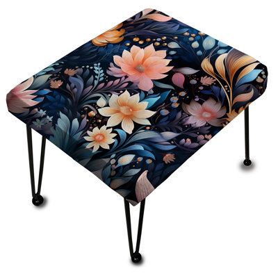 Multicolor Enchanted Forest Floral Pattern - Floral Rectangle Ottoman