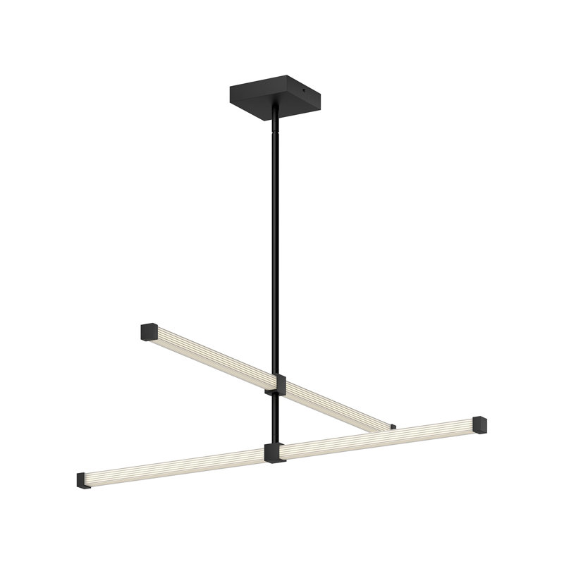 Black Acrylic Ribbed Diffuser Linear LED Chandelier, 32 in