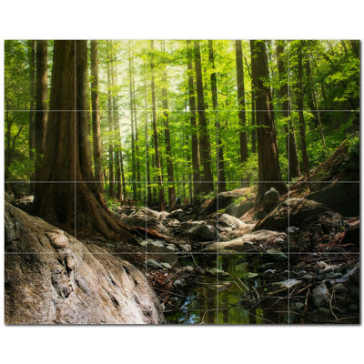 Trees Photo 4.25'' x 4.25'' Satin Ceramic Decorative Mural