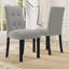 Chaise de salle à manger capitonnée 4 pièces, lin rustique revêtu de pieds en bois d'hévéa noir, chaise d'appoint rembourrée pour la cuisine, la salle à manger, la chambre à coucher, gris-1970401816