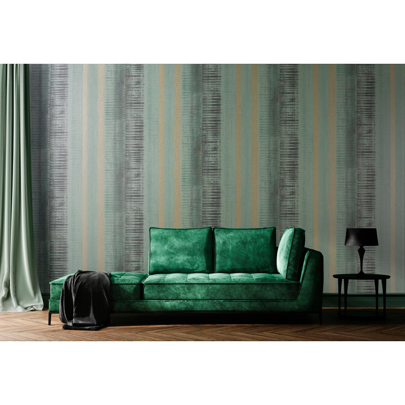 Adonea Hermes Smooth Metallic 33' L x 21" W Wallpaper Roll, Woody Green
