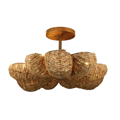 Anguilla Semi-Flush Mount in Blue Wood Beads