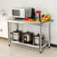 Table de cuisine moderne en acier inoxydable, argent-50997118