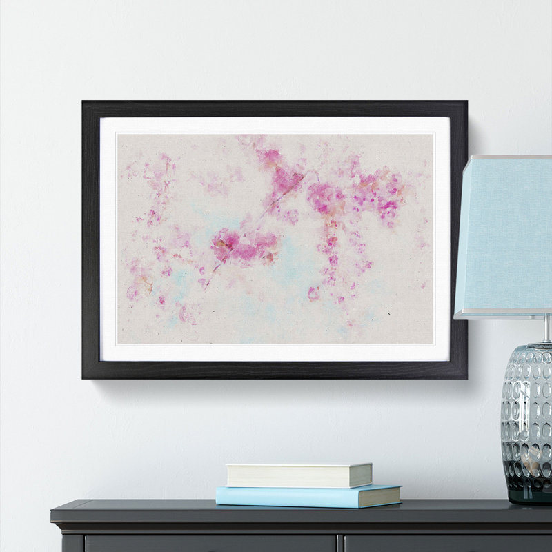 Pink Cherry Blossom Tree in Spring - Framed Print, 24cm H x 33cm W x 2cm D, Black Framed
