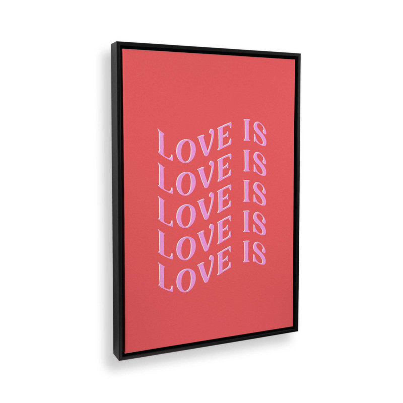 «Love Is Love Red» par Garima Dhawan, reproduction d'art, H 24 po x l 18 po, Cadre flottant, Noir