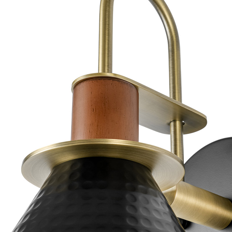 1-light Honeycomb Shade Armed Wall Sconce, Black