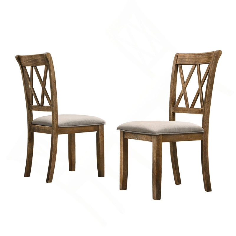 Ensemble de 2 chaises rembourrées en tissu, Brun