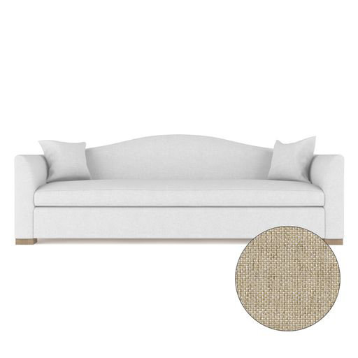 Horatio Camelback Taper Curved-Arm Sofa, Box Weave Linen Alabaster, 33" H x 96" W x 36" D, Weathered