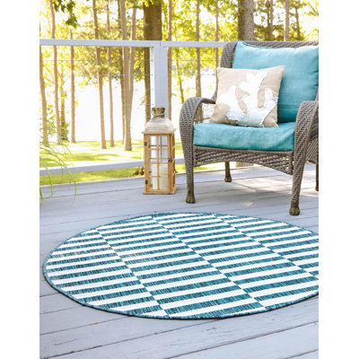Tapis intérieur / extérieur bleu sarcelle / ivoire Noank