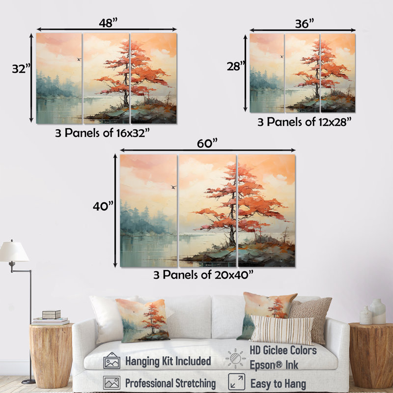 «Expressionist Vibrance Of Raimbow Tree II», ensemble d'art mural sur toile arbre séquoia, Toile tendue