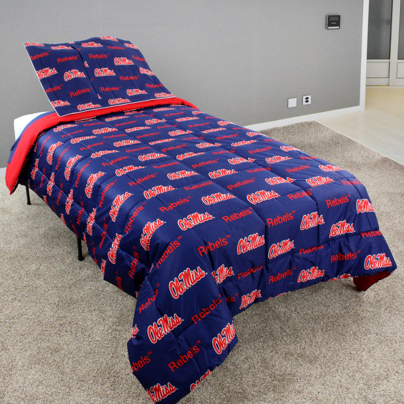 NCAA Sateen Comforter, Full Comforter + 2 Standard Shams, Ole Miss