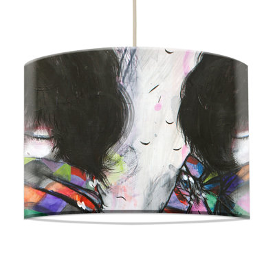 Elim 29 cm H Drum Paper Pendant Shade ( Screw On ) in Black and Blue