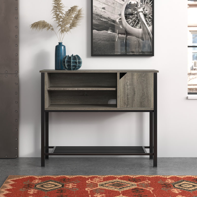 Octavia 41.73" Console Table with Adjustable Shelf, Vintage Dark Gray