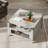 2 Pack Coffee Tables For Living Room, Drawer Coffee Table With Storage,Square Accent Furniture With 4 Compartments Open Shelf,Antique White