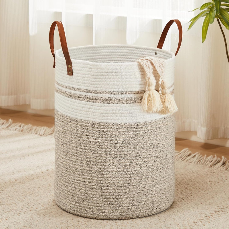 Panier à linge tissé avec poignées, H 20 po x l 15 po x P 15 po