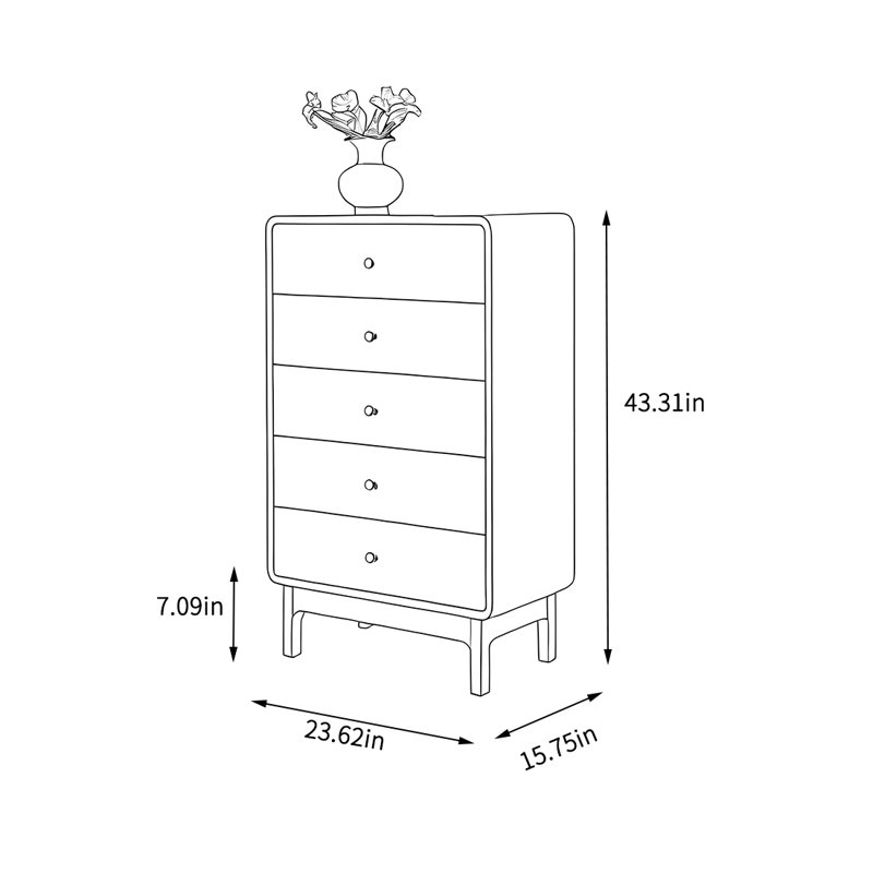 Armoire de rangement à grande capacité de style tiroir, H 43,31 po x l 23,62 po x P 15,75 po