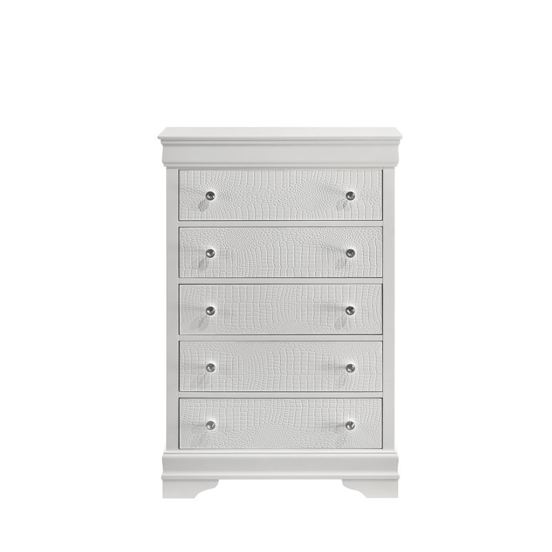 Commode 5 tiroirs Blaze, Gris métallisé