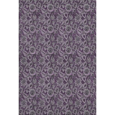 Premium Machine Washable Adamski Eggplant Rug