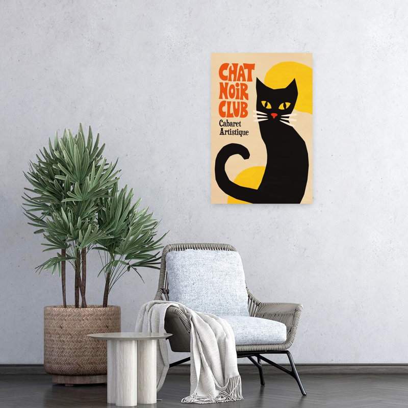 «Black Cat Cabaret Club», reproduction d'art rétro d'un chat noir, H 24 po x l 16 po