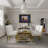 78 Inch Rectangular Faux Marble Dining Table With Polished Geometric Base-1495509677