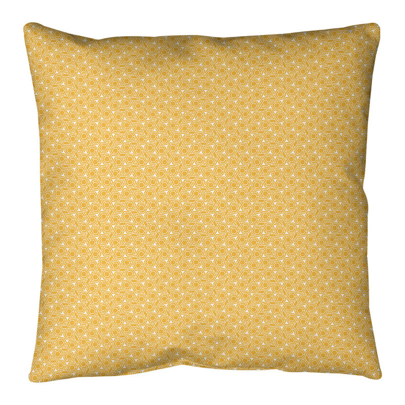 Coussin de sol à motif de treillis hexagonal Katelyn Elizabeth, 40 po x 40 po, Jaune/blanc